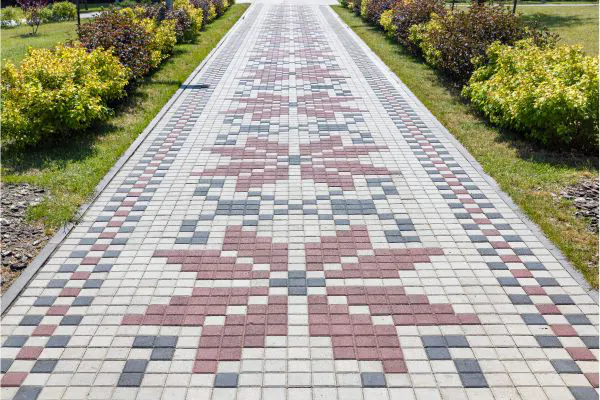 a beautiful path paved with paving slab