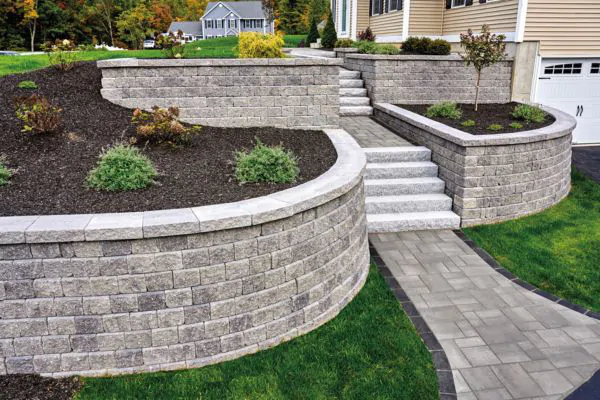 landscape with retaining wall