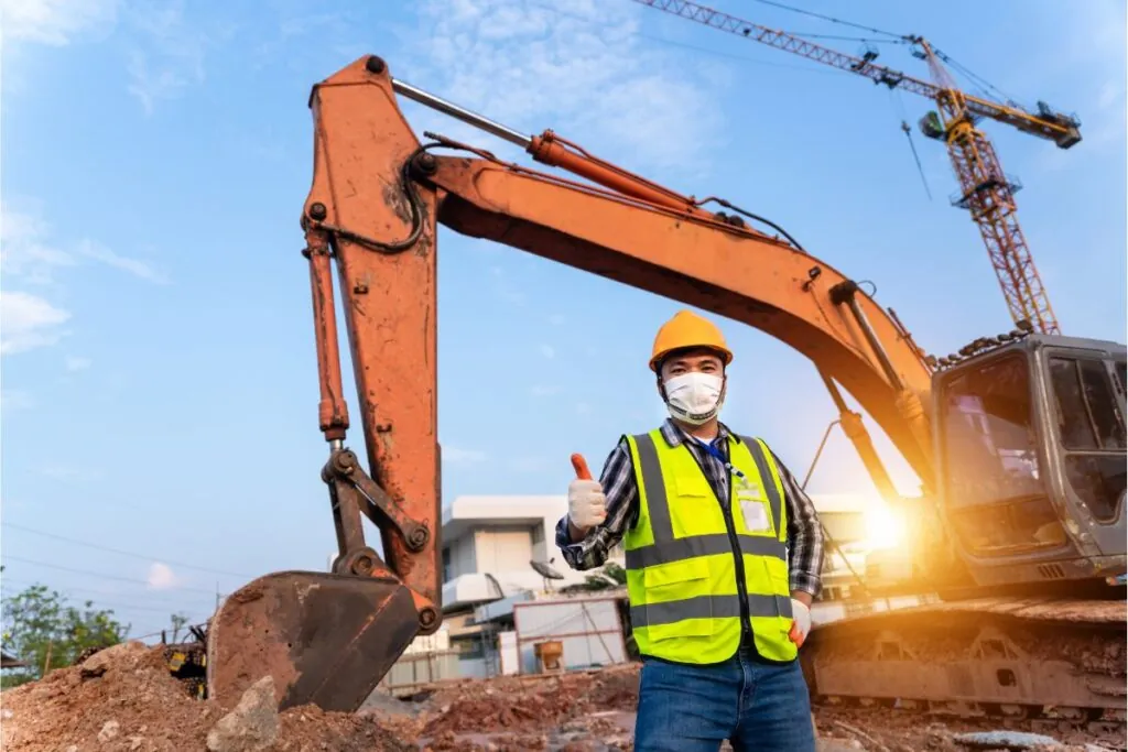 happy foreman construction excavator